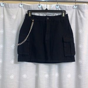 Shein Black Denim Skirt with Chain